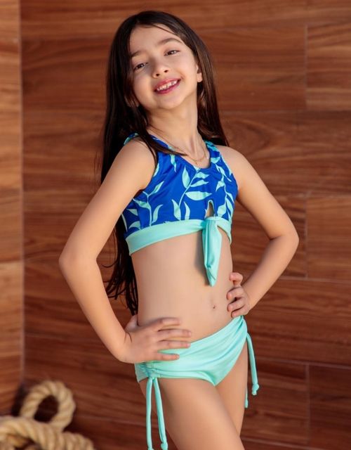 B336- Biquini infantil top com amarração calcinha sunquini.