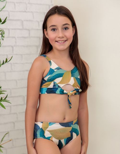 B336- Biquini infantil top com amarração calcinha sunquini.
