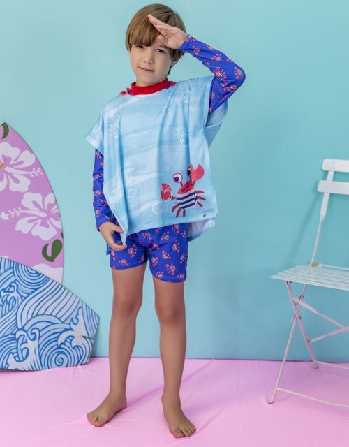 B448 - Roupão de praia infantil tunica com capuz.
