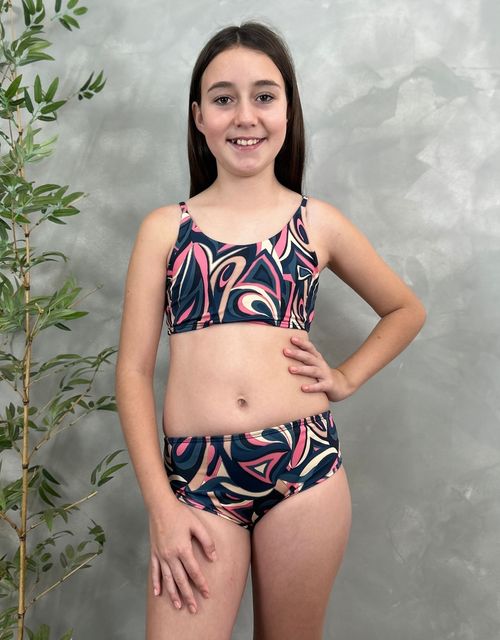 B522 - Biquini infantil top basico, calcinha tanga.