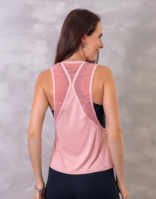 F399 - Regata cavada fitness com detalhe em tule nas costas.