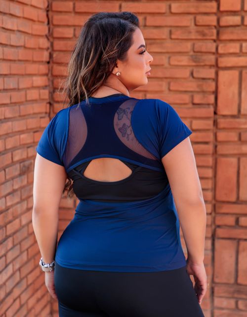 F389 - Blusa Feminina Manga Curta com Abertura nas Costas.