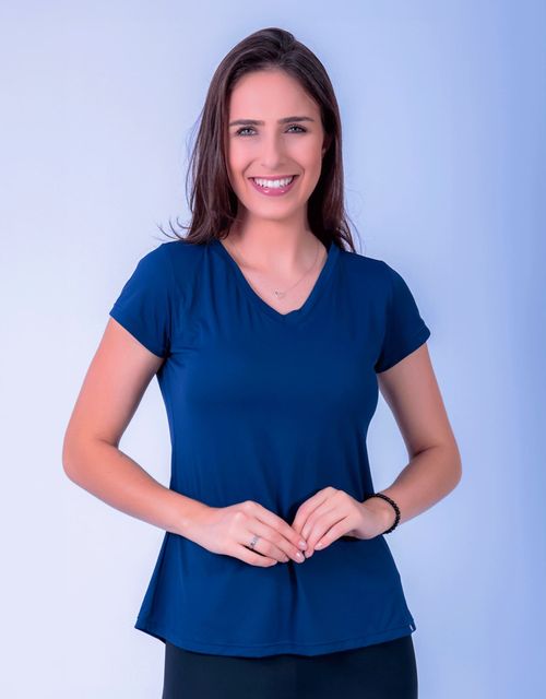 F139 - Blusa Manga Curta Baby Look com Decote em V.