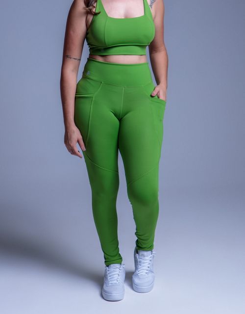 F393 - Legging com recortes cós alto com bolsos, recortes em x.