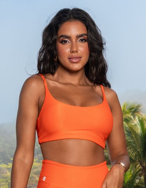 F423 - Top conforto alcas retas com bojo removivel e alcas com elastico, tecido canelado.