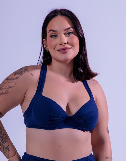 B072S-Sutiã Estruturado com Bojo e Base, Alças Cruzadas nas Costas