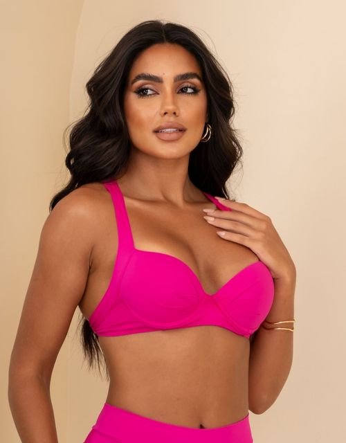 B072S-Sutiã Estruturado com Bojo e Base, Alças Cruzadas nas Costas