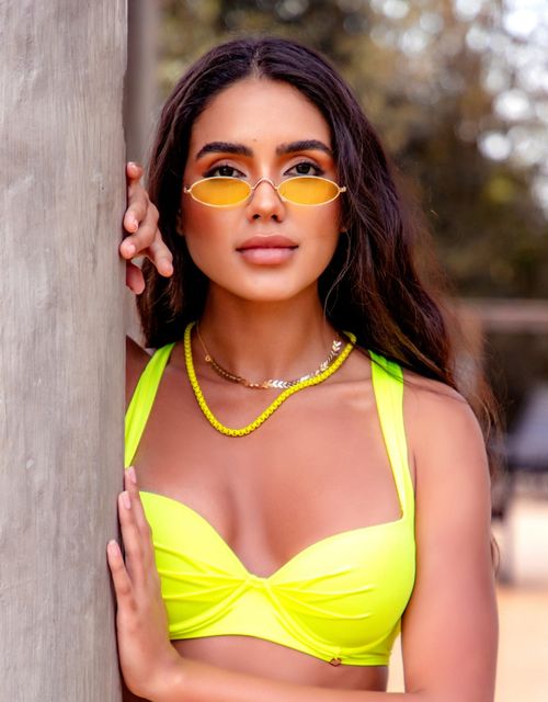 B072S-Sutiã Estruturado com Bojo e Base, Alças Cruzadas nas Costas