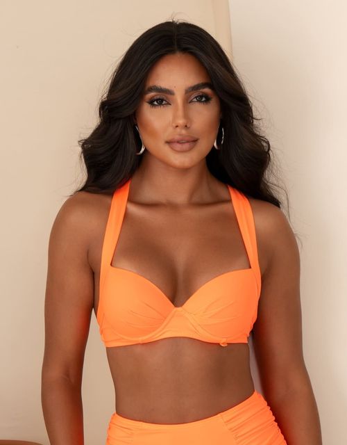 B072S-Sutiã Estruturado com Bojo e Base, Alças Cruzadas nas Costas