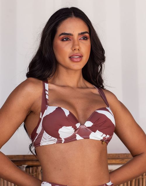 B072S-Sutiã Estruturado com Bojo e Base, Alças Cruzadas nas Costas