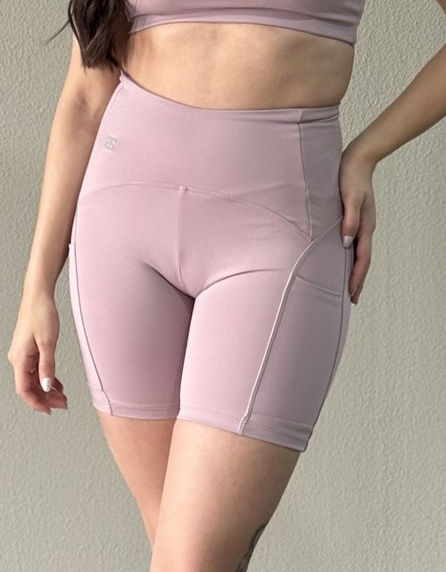 F365F - Short fitness cos alto com bolso lateral,forrado.