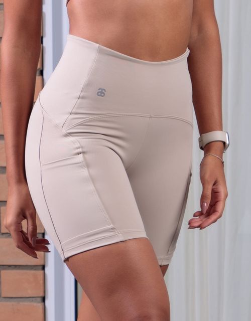 F365F - Short fitness cos alto com bolso lateral,forrado.