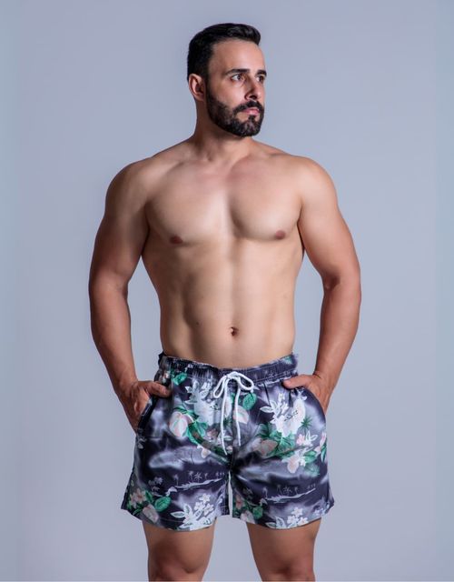 B542 - Short tactel masculino com forro e bolso traseiro.