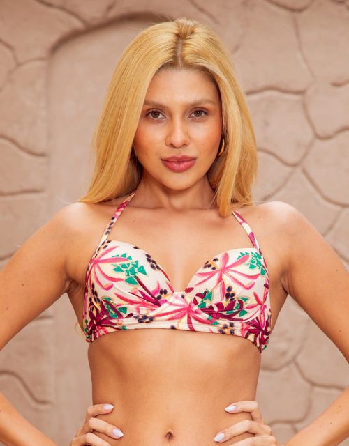 B085S - Sutiã Estruturado com Bojo, Alças Finas e Base, tecido seashore.