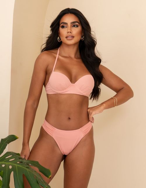 Sutiã com alças finas e base + calcinha pala média, riplle